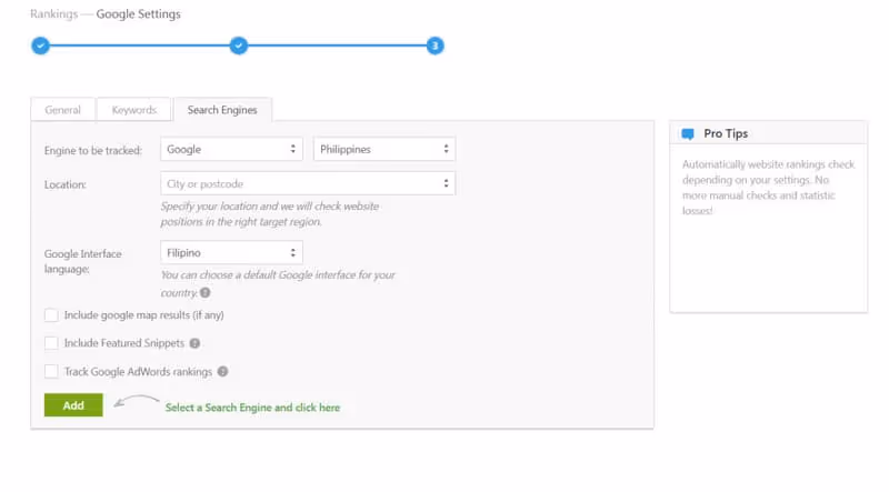 Ajouter un moteur de recherche sur SE ranking