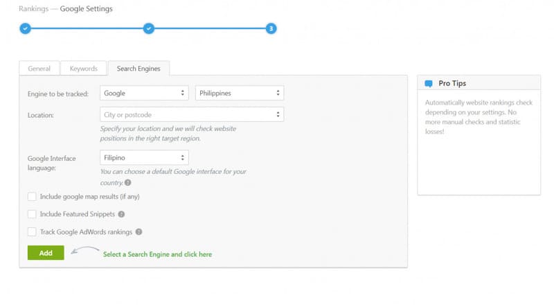 Add a search engine in SE Ranking
