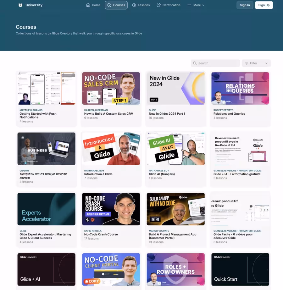 cours en ligne de glide 