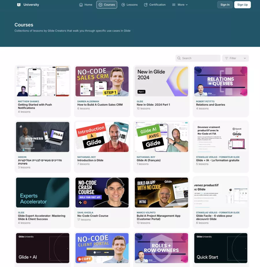 cours en ligne de glide 