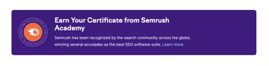 tableau de bord de semrush