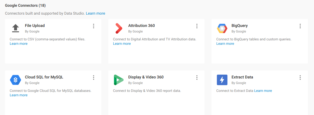 Looker Studio available connectors overview