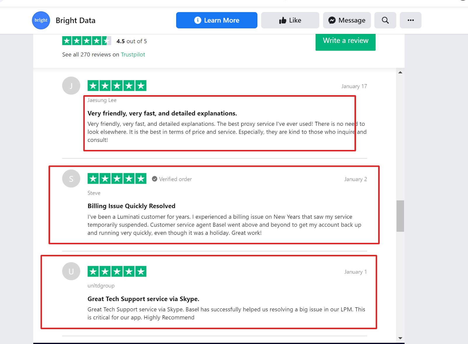 Avis du Centre d'assistance Bright Data avec options de contact