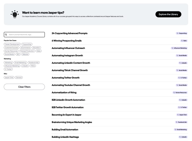 Jasper AI Prompt Library