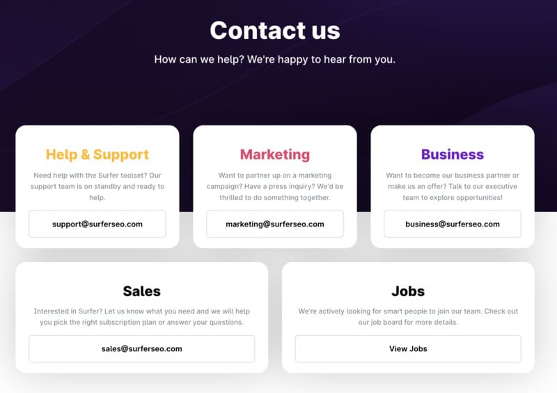 Surfer SEO Customer Support