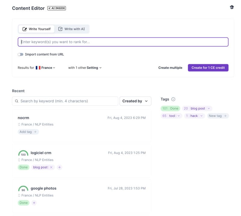 Surfer SEO Content Editor