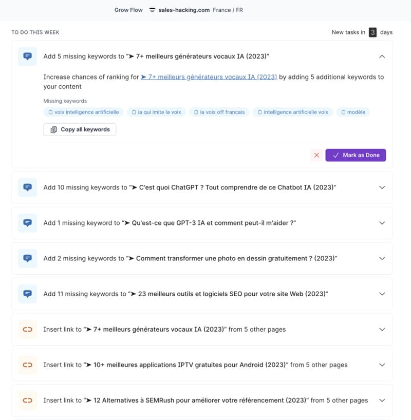 Surfer SEO recommendations