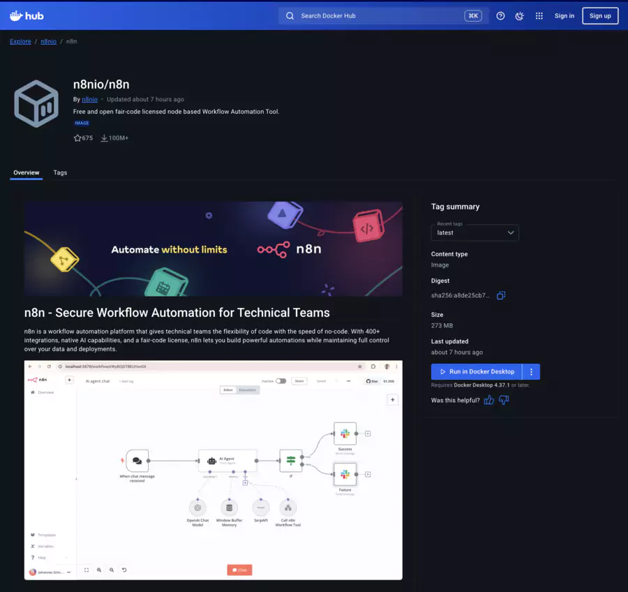 Installation of n8n via docker