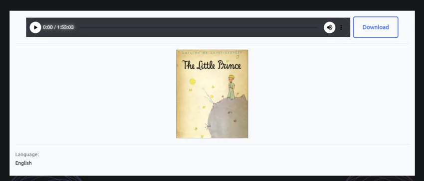 BigSpeak AI user interface showing voice synthesis options for a Little Prince audiobook