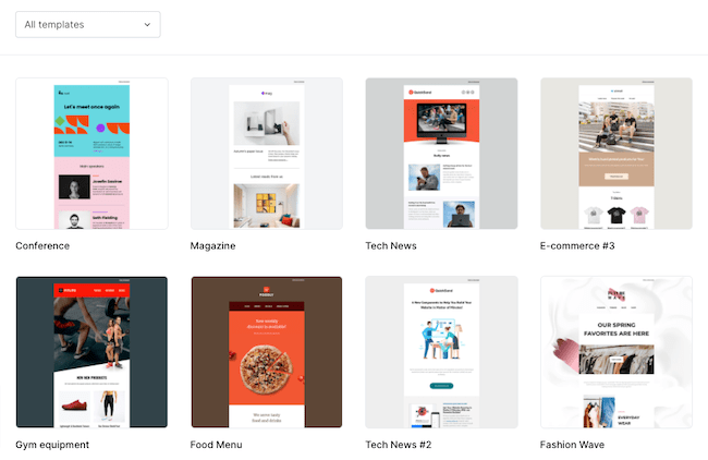 MailerLite email marketing platform - email campaign templates