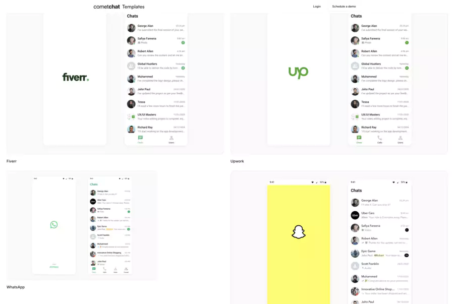 CometChat chat template interface