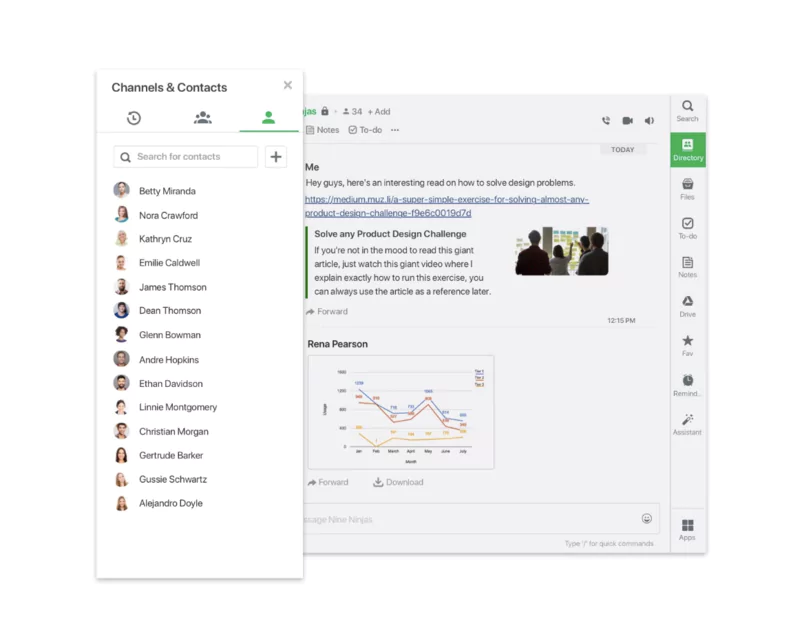 Flock interface for channels and contacts