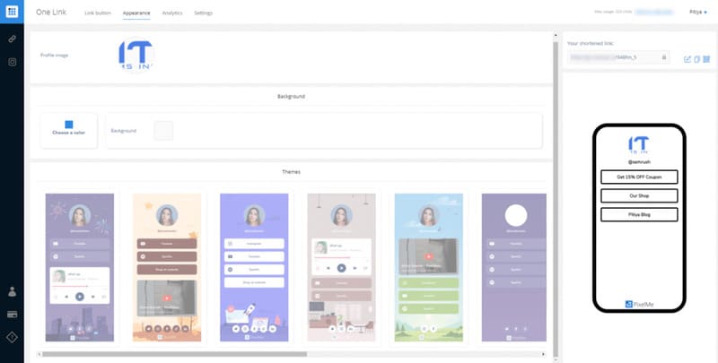 PixelMe One Link - Micro landing page