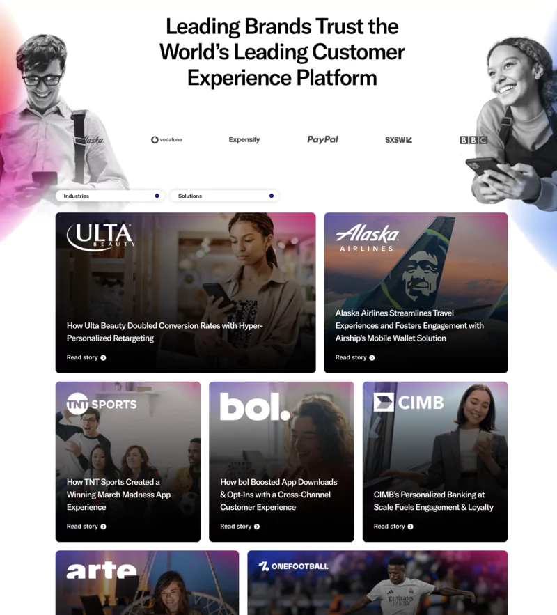 Client companies by section of AirShip