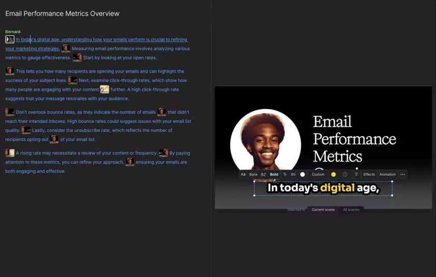 génération des transcriptions avec Descript