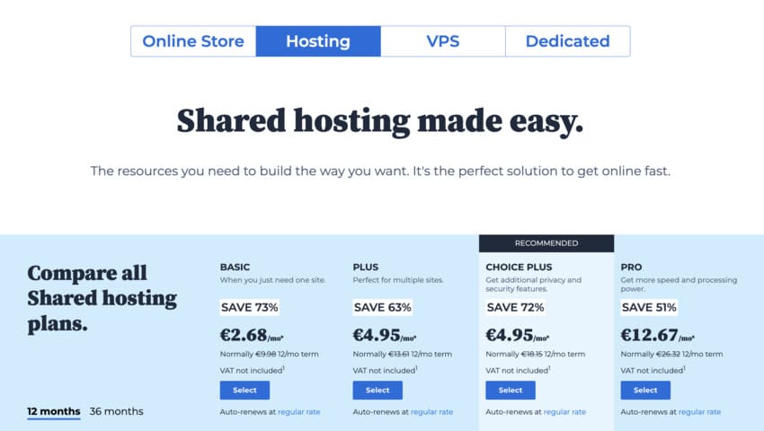 avis bluehost Shared Hosting  choice plus