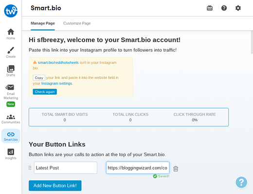 tailwind app smart bio button