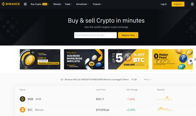 services financiers de binance