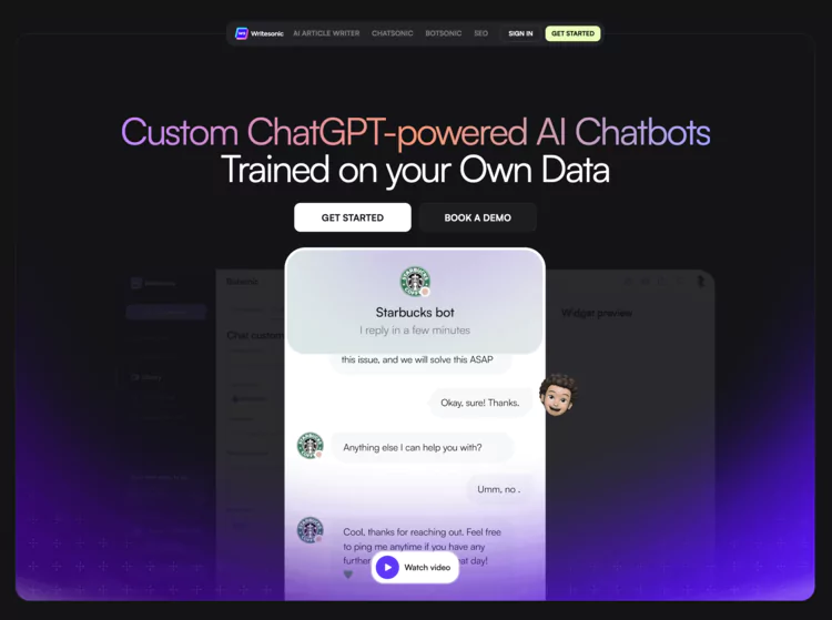 page web du site internet de BotSonic