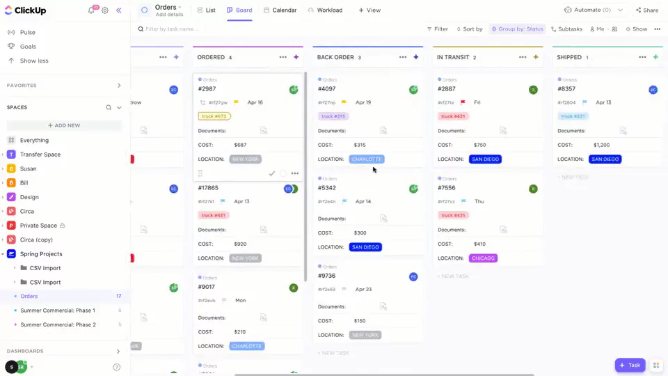 interface de clickup