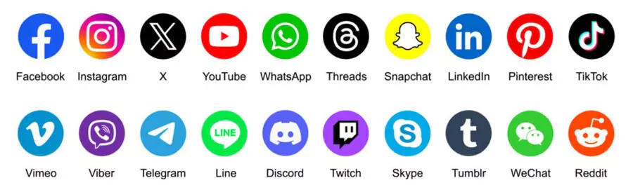 logo des plateformes de réseaux sociaux