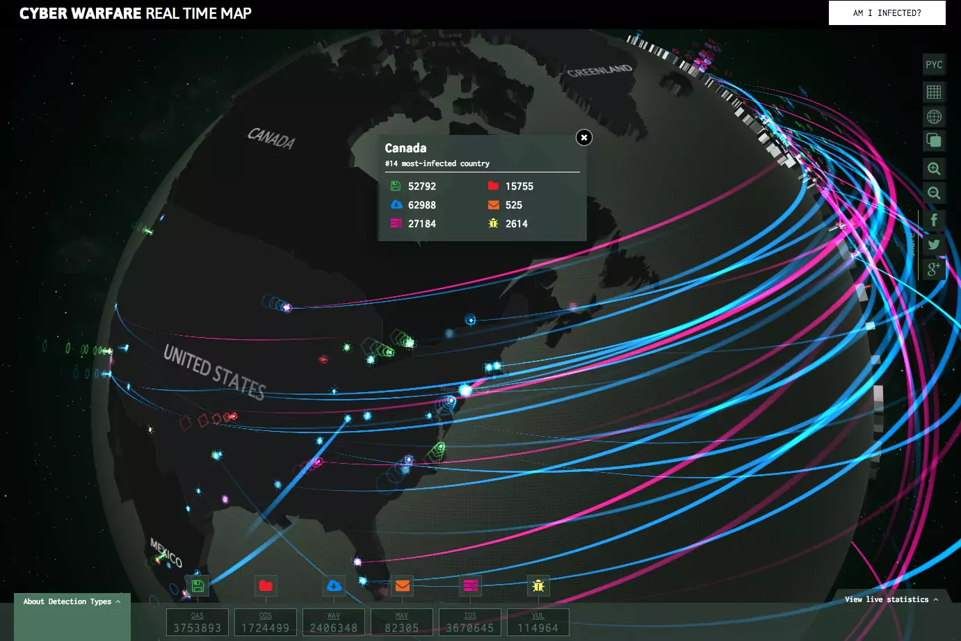 carte en temps réel des cyberattaques