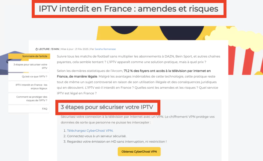 illégalité de l'IPTV en france