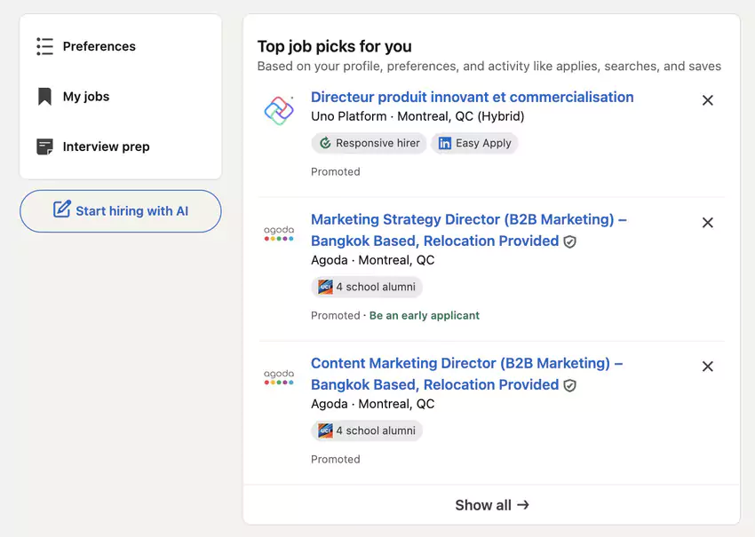 Embauches sur LinkedIn 