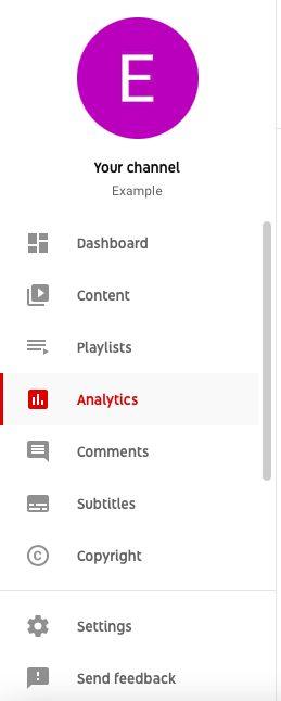 Capture d'écran des options de la chaîne YouTube