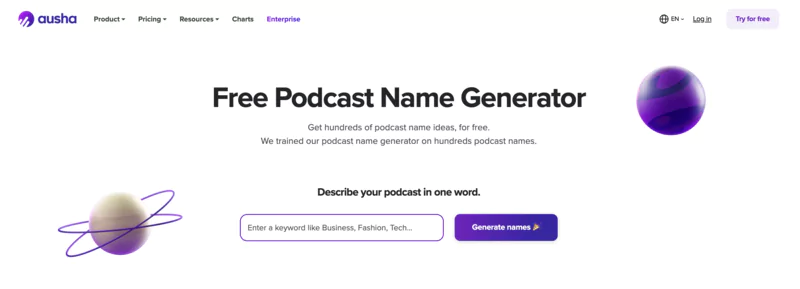 Ausha free podcast name generator