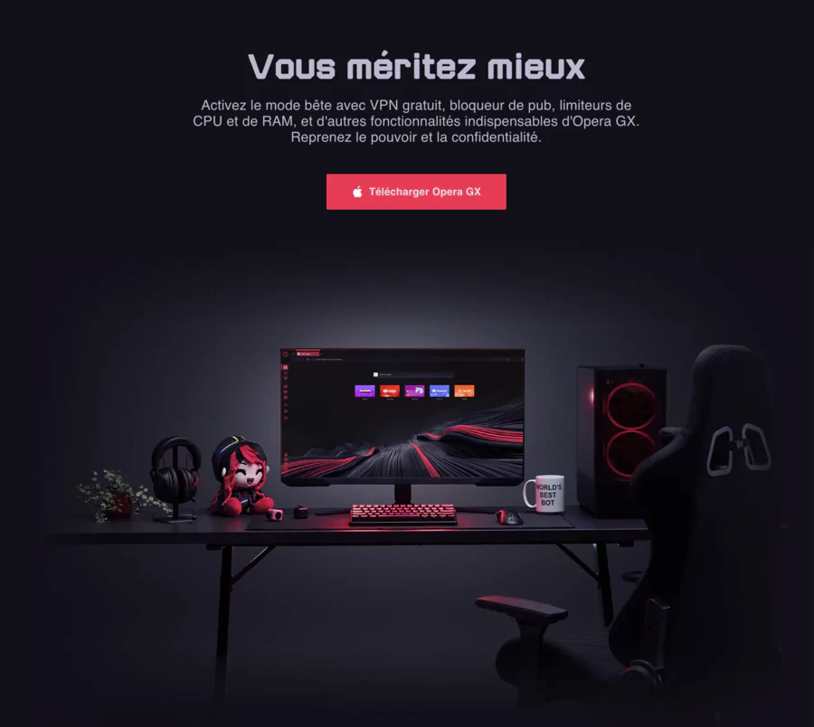 landing page de opera GX