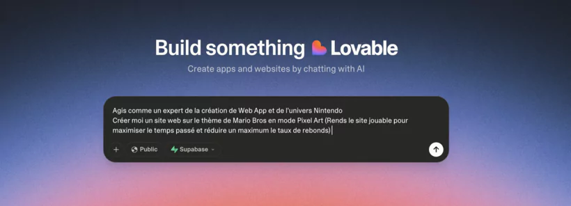 champs d'écriture de prompts de Lovable
