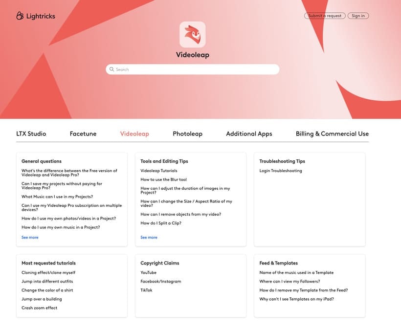 centre d'aide montrant les principales ressources disponibles