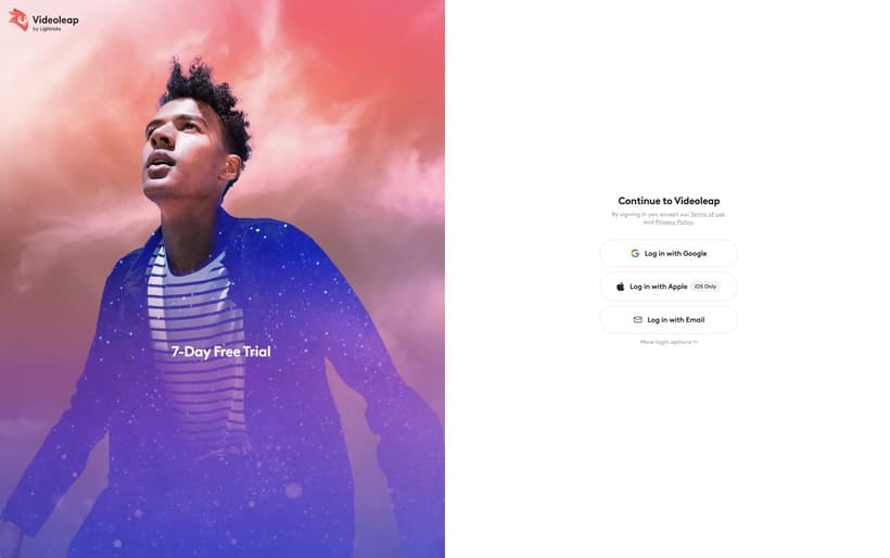 inscription par e-mail  à videoleap