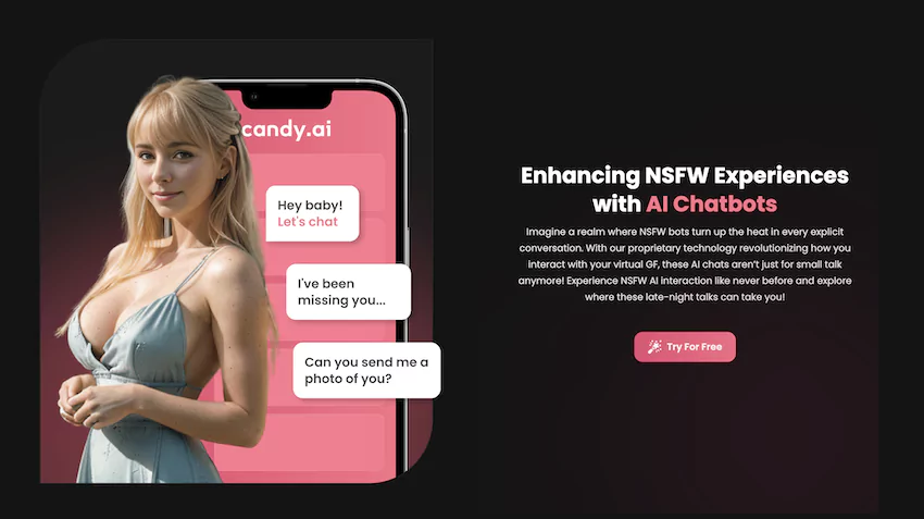 copie d'écran de Candy AI pour l'échanges de messages adultes