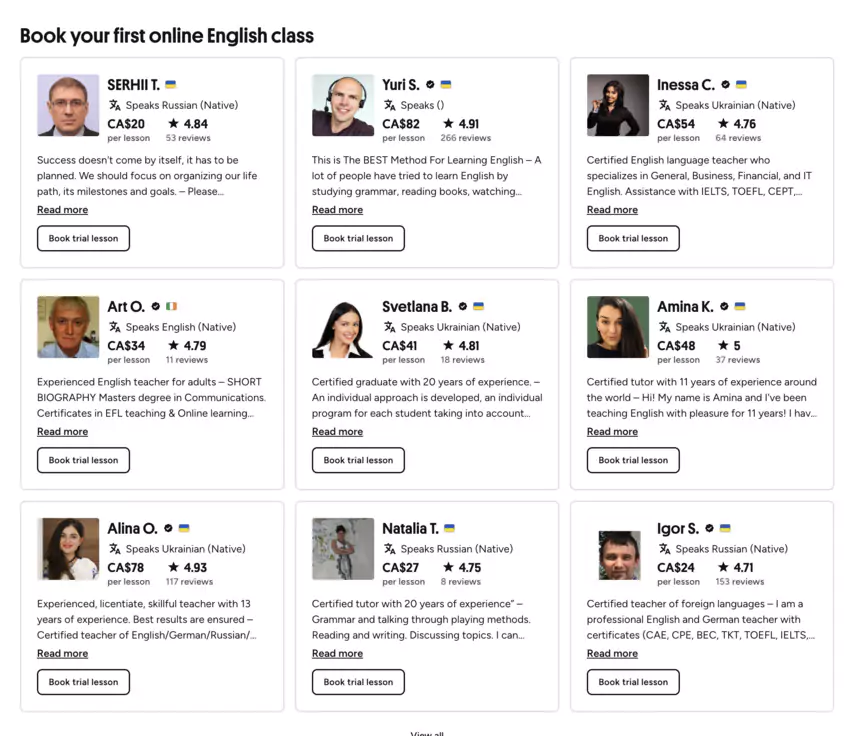 Le tableau de bord personnalisé de Preply, montrant le suivi des derniers progrès et récompenses