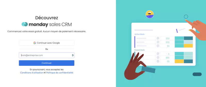 création d'un compte par e-mail