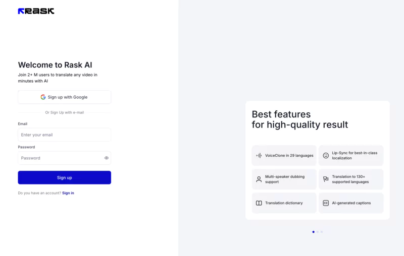 inscription à Rask AI