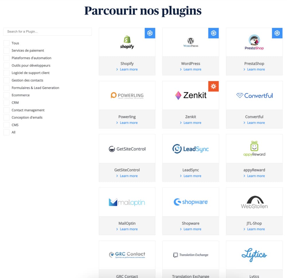 Intégrations - Brevo