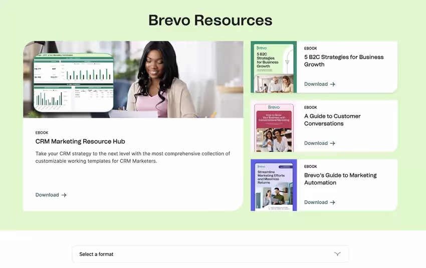 Interface du chat en direct de Brevo, montrant un exemple d'interaction avec le support