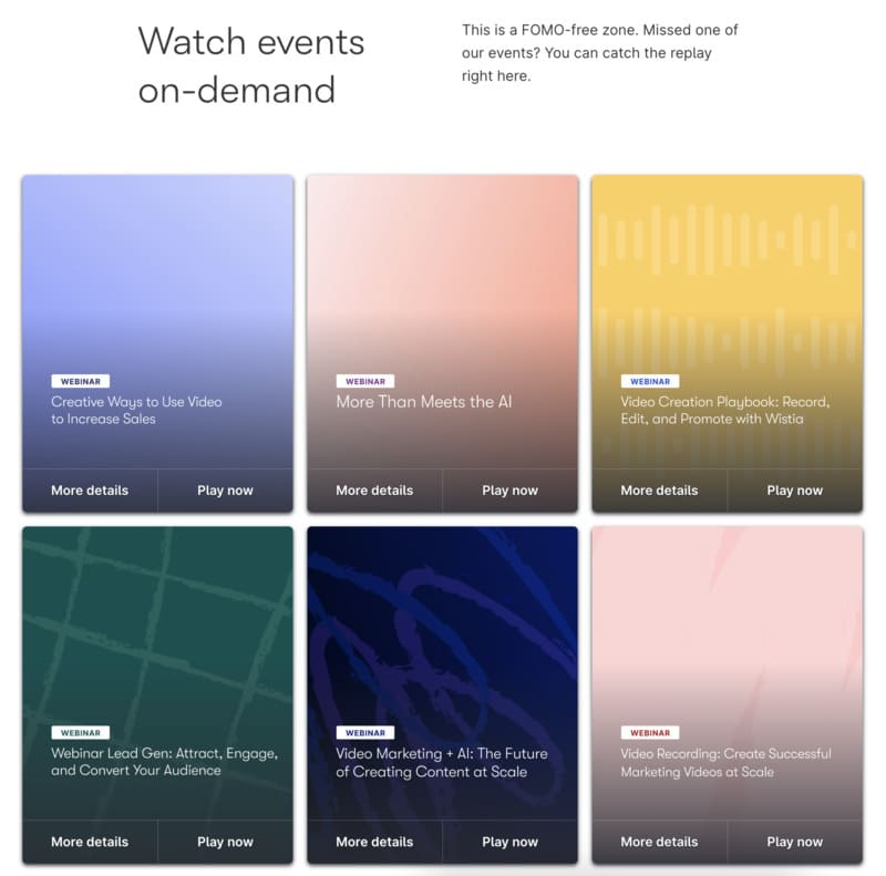 évènement vidéo wistia