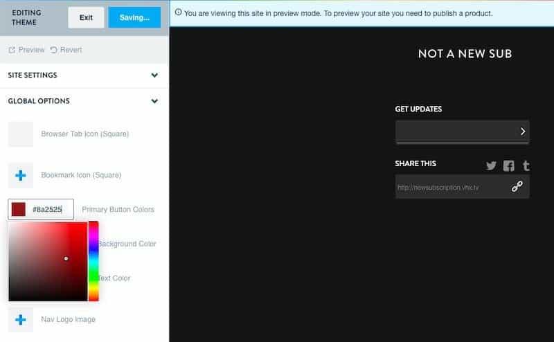 Editeur de thème Vimeo 