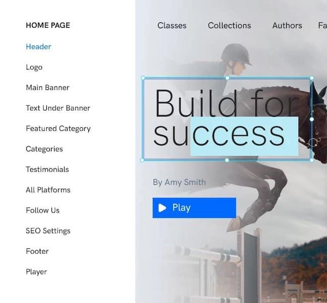 Editeur de thème d'Uscreen 