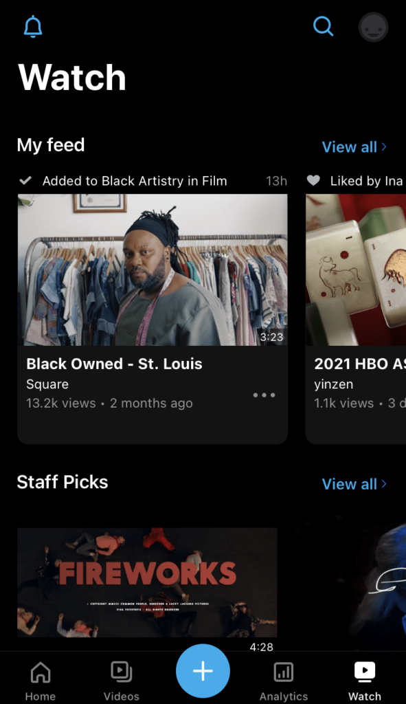 Application mobile  iOs - Vimeo