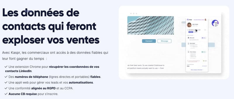 contact details for prospecting (phone numbers, emails, etc..)