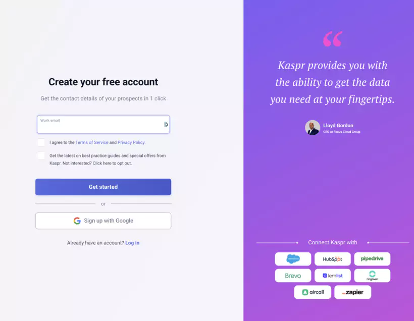 Inscription et création d'un compte Kaspr