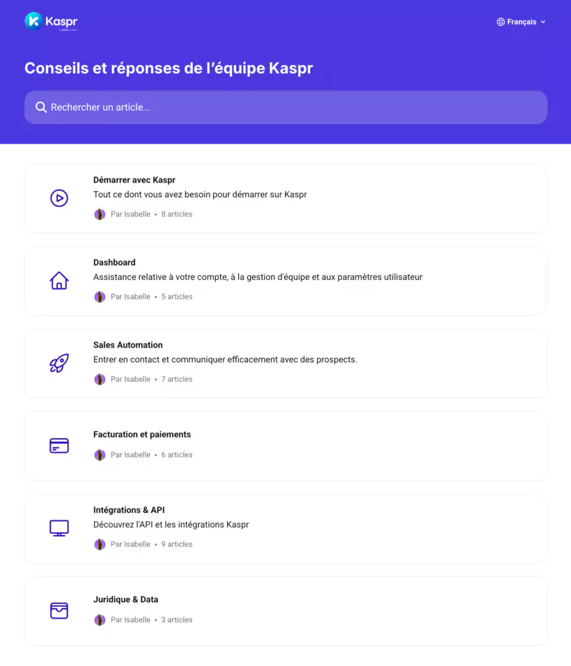 accédez aux ressources pour vous aider sur Kaspr