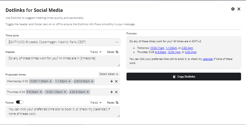 Dotcal Dotlinks for easy scheduling for clients