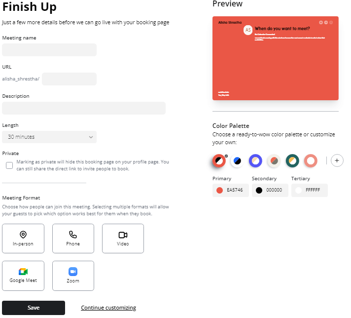 Setting up the Dotcal Form