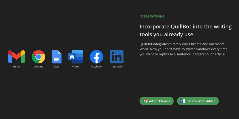 Intégrations Quillbot